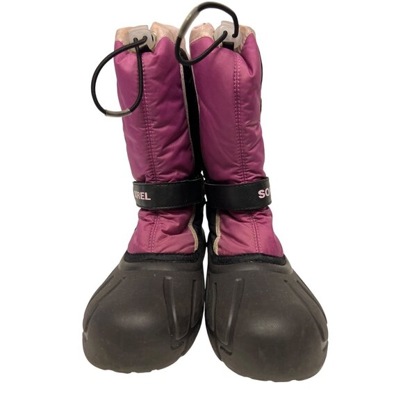 Sorel Flurry TP Pink Black Pull On Insulated Winter Snow Boots Women's Size  7 - Picture 4 of 10